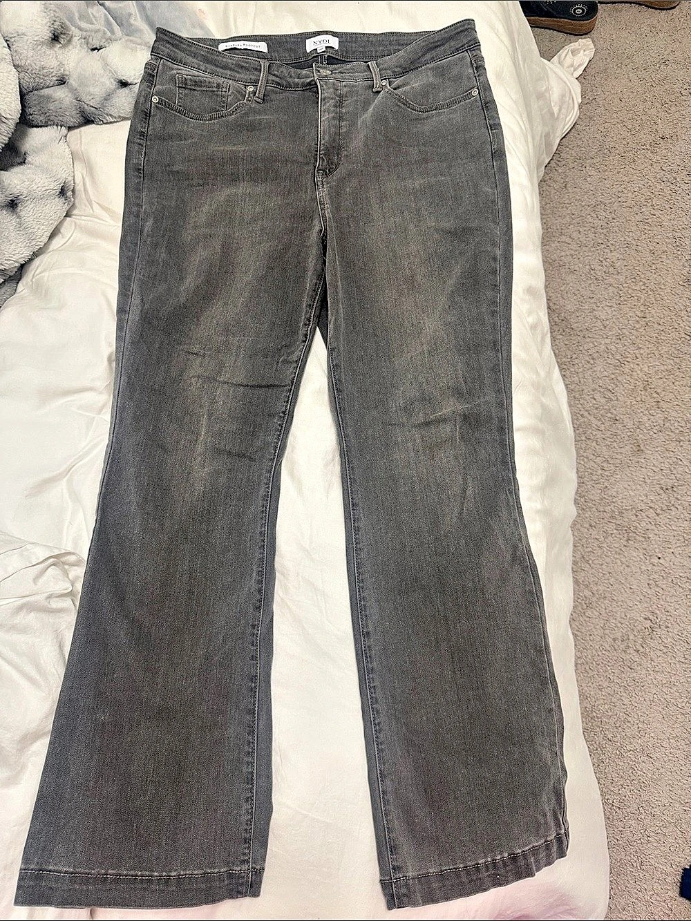 NYDJ Barbara Bootcut Jeans 14P Gray Silverstone